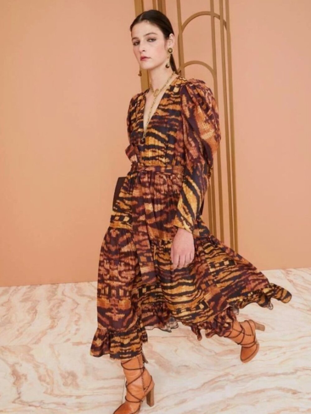 NWOT 2021 Fall Runway ULLA JOHNSON Leyla Silk Mini Dress in Acacia XS $895